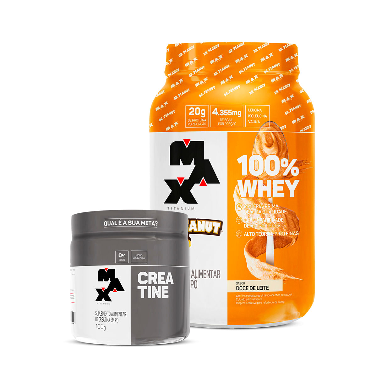 Kit 100% Whey Dr. Peanut + Creatina 100g Doce de Leite