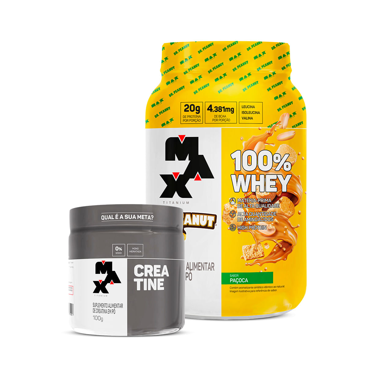 Kit 100% Whey Dr. Peanut + Creatina 100g Paçoca