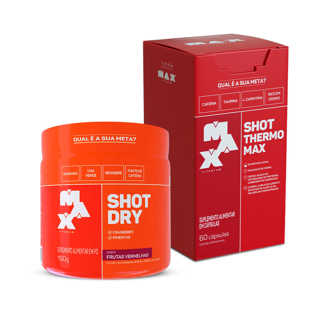 Kit Seca Barriga Shot Thermo 60 caps + Shot dry 150g Frutas Vermelhas