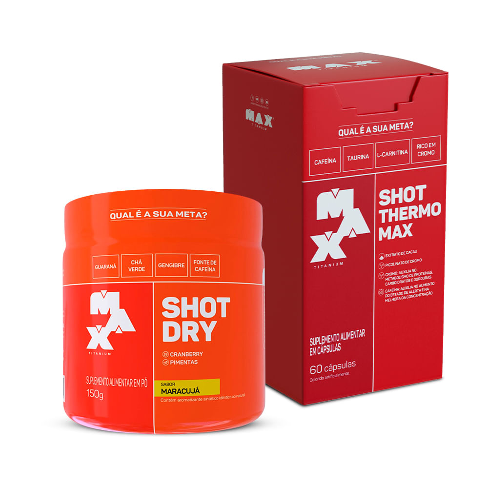 Kit Seca Barriga Shot Thermo 60 caps + Shot dry 150g Maracuja