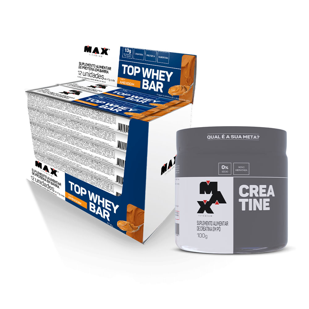 Kit G3XFC Champion Top whey bar + Creatina 100g Amendoim