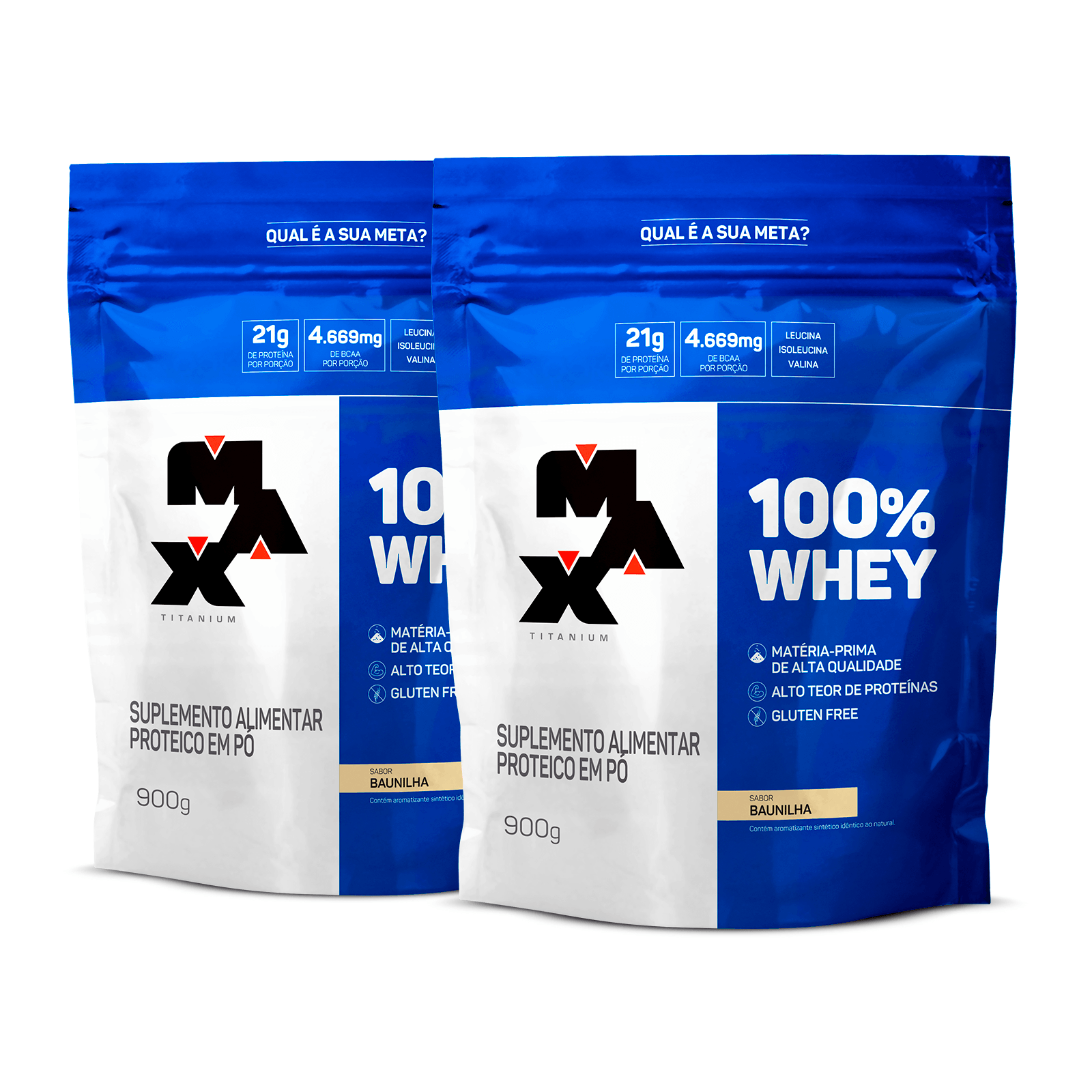 Pack 2x 100% Whey Refil 900G Baunilha + Baunilha