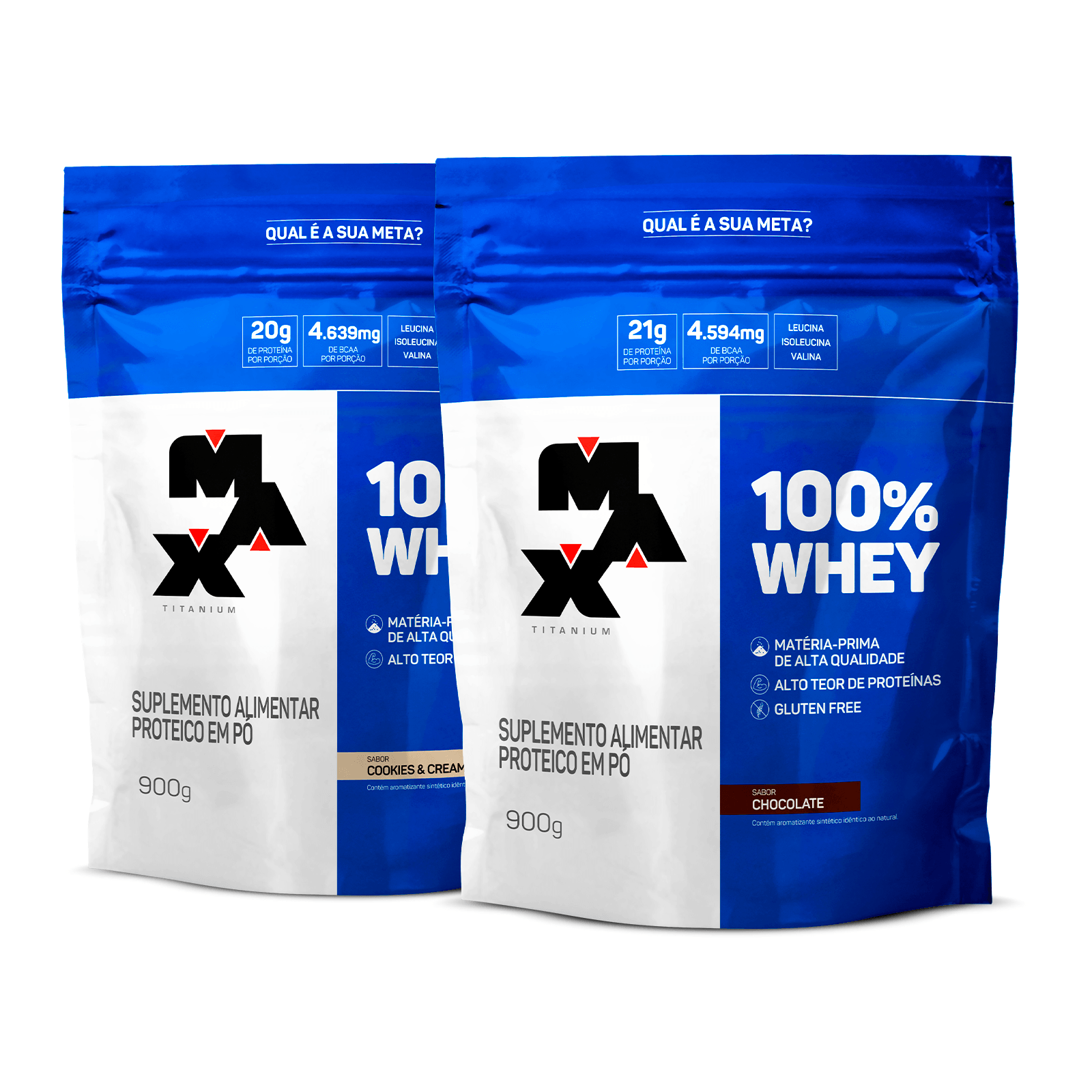 Pack 2x 100% Whey Refil 900G Cookies + Chocolate