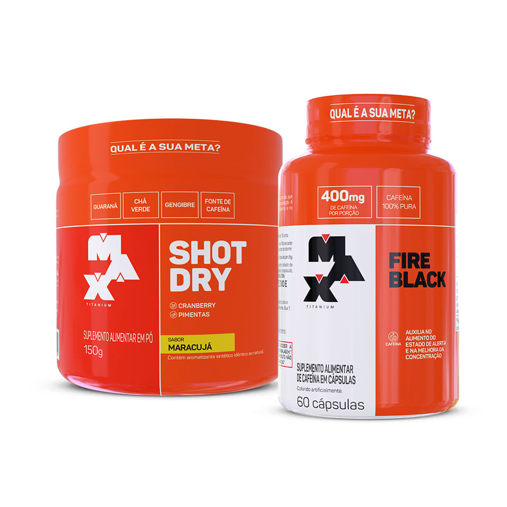 Kit Shot Fire Definição Shot Dry Maracujá + Fire Black 60 Caps