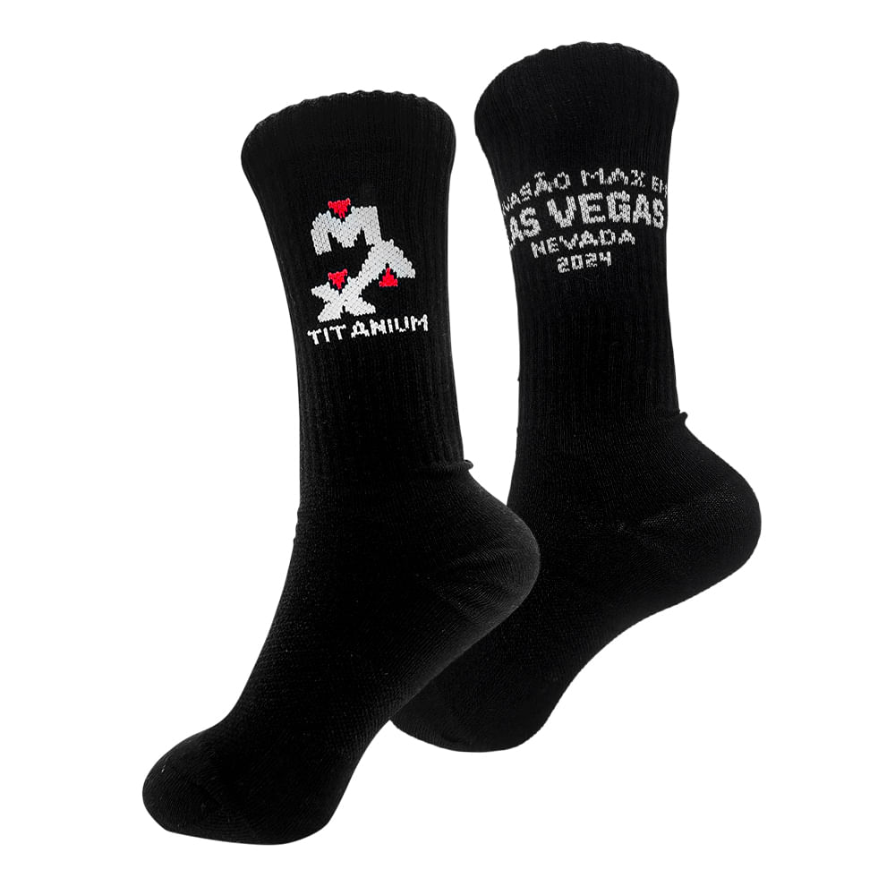 Par de Meias Vegas 2024 Max Titanium Meia Preta Max Titanium