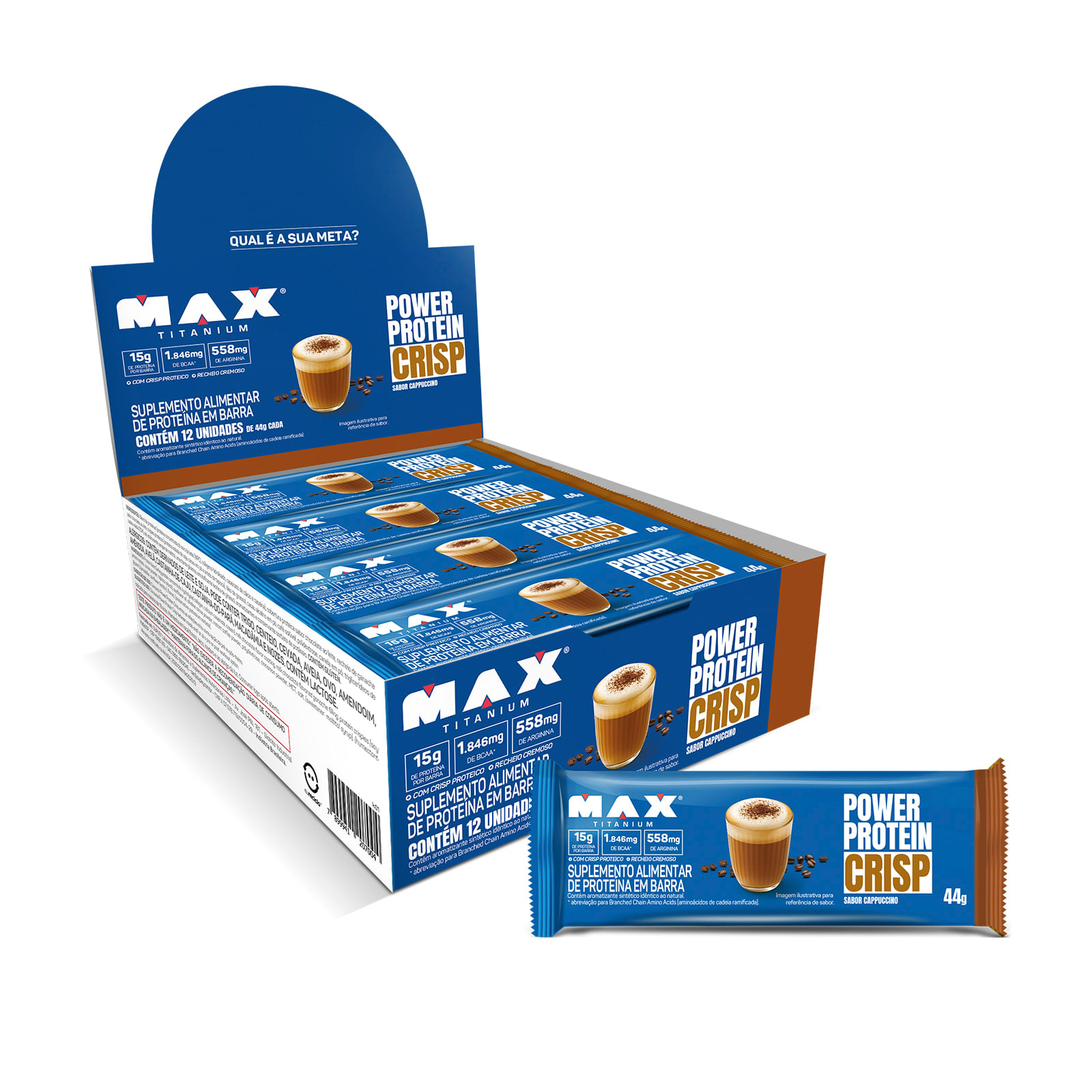 Power Protein Crisp Cappuccino – 12 unidades de 44g