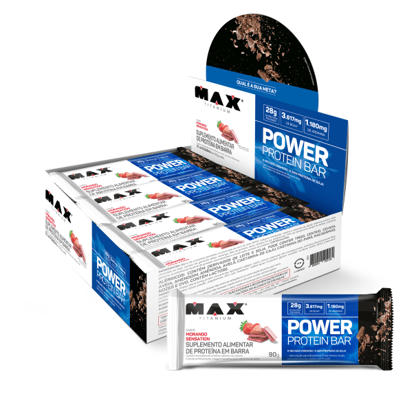 Power Protein Bar 90G Morango Sensation 8 unidades