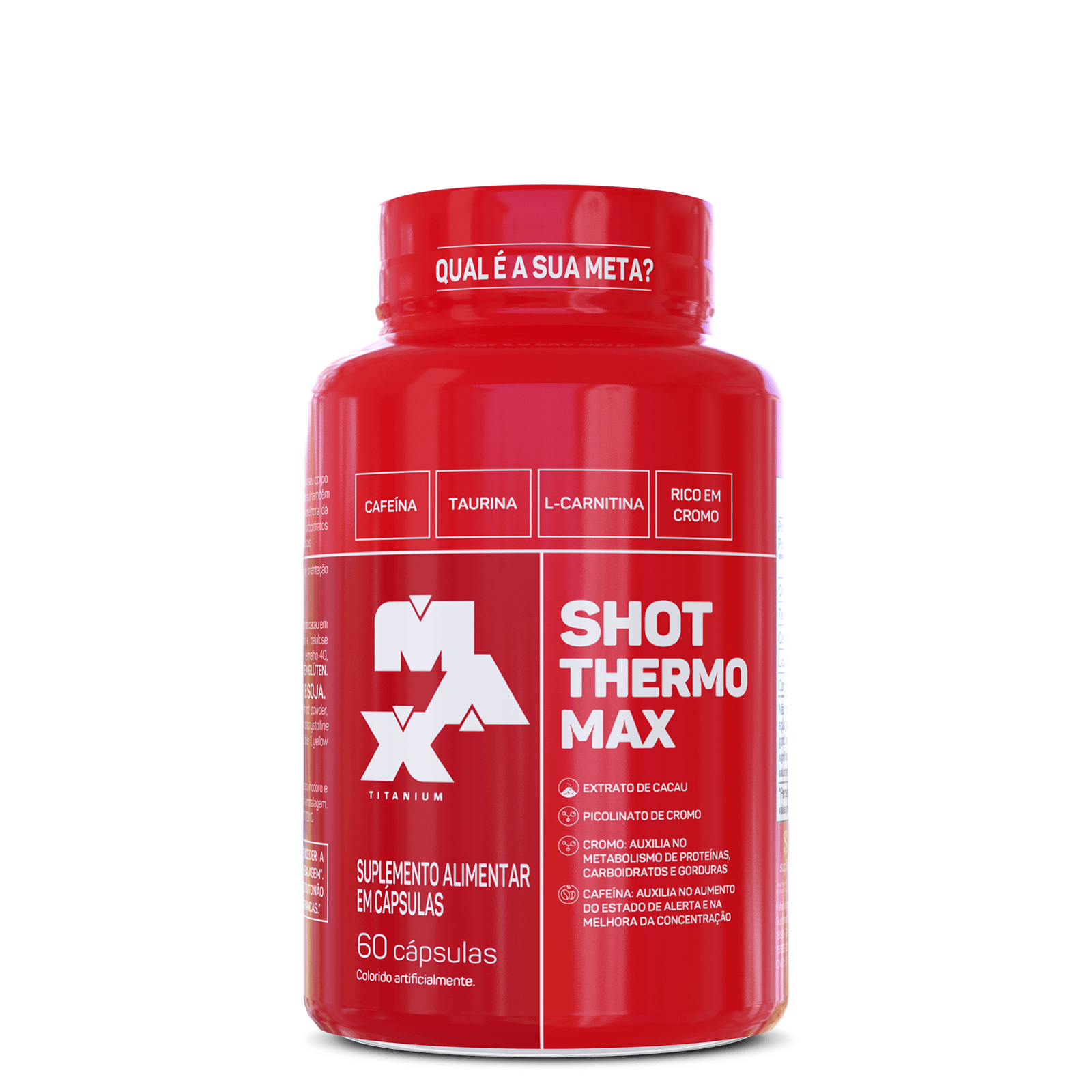 Shot Thermo Max 60 Cáps Cafeína, Taurina, L-Carnitina e Extrato de cacau