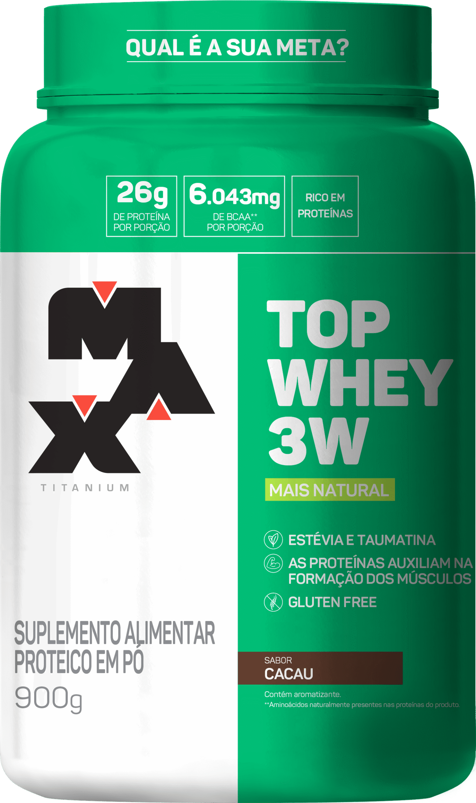 Top Whey 3W + Natural 900G Cacau