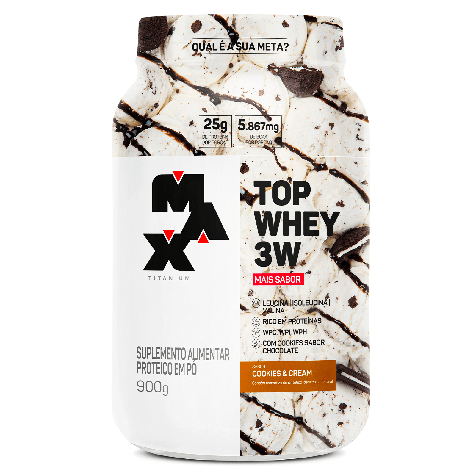 Top Whey 3W + Sabor 900G Cookies & Cream