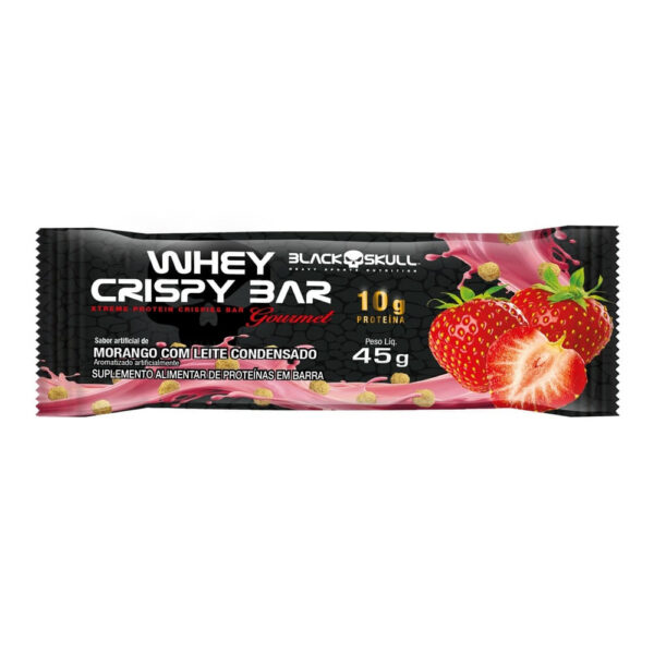 Whey Crispy Bar Black Skull Sabor Morango com Leite Condensado 45g