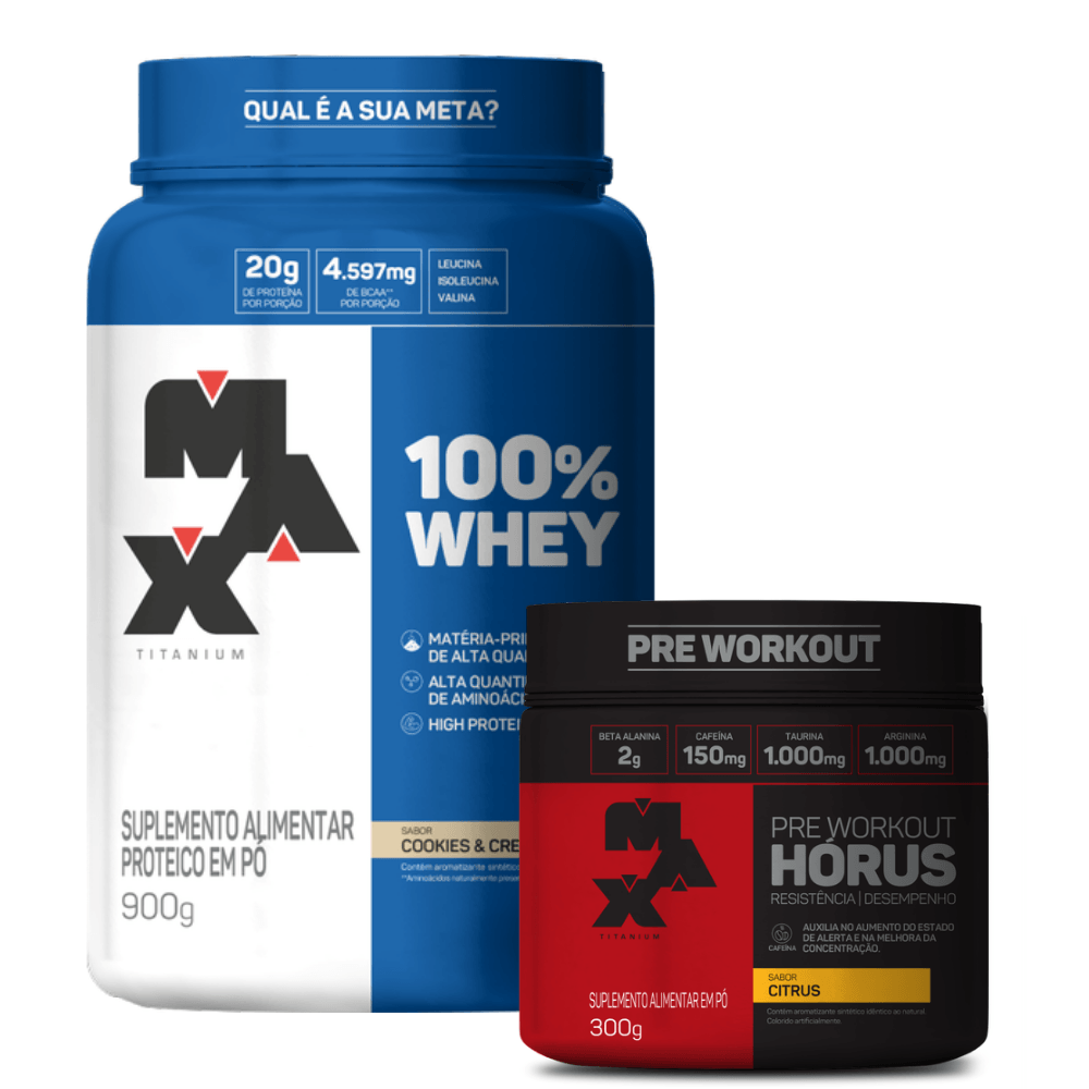 Kit Intensidade 100% Whey Pote 900 Gr. Cookies + Hórus 300 Gr. Citrus