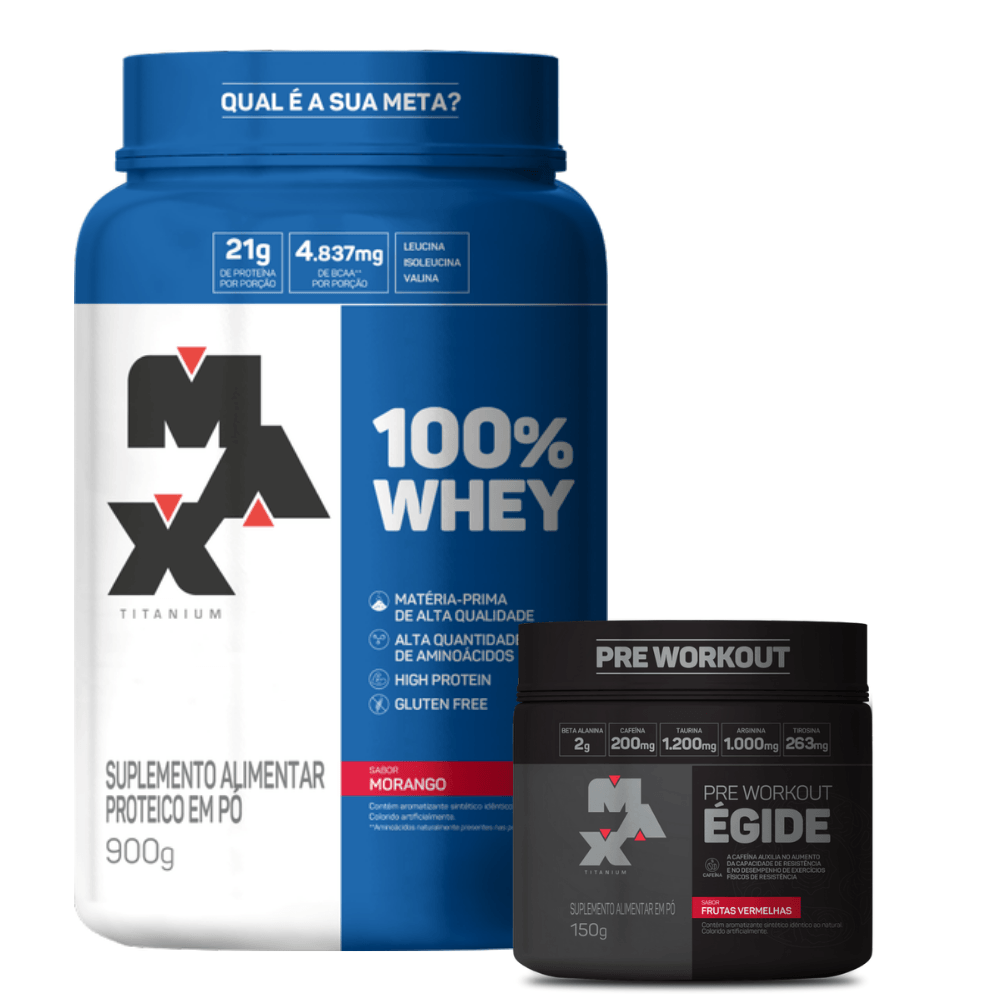 Kit Força e Disposição – 100% Whey 900g + Égide 150g 100% Whey 900g Morango + Égide 150g Frutas Vermelhas