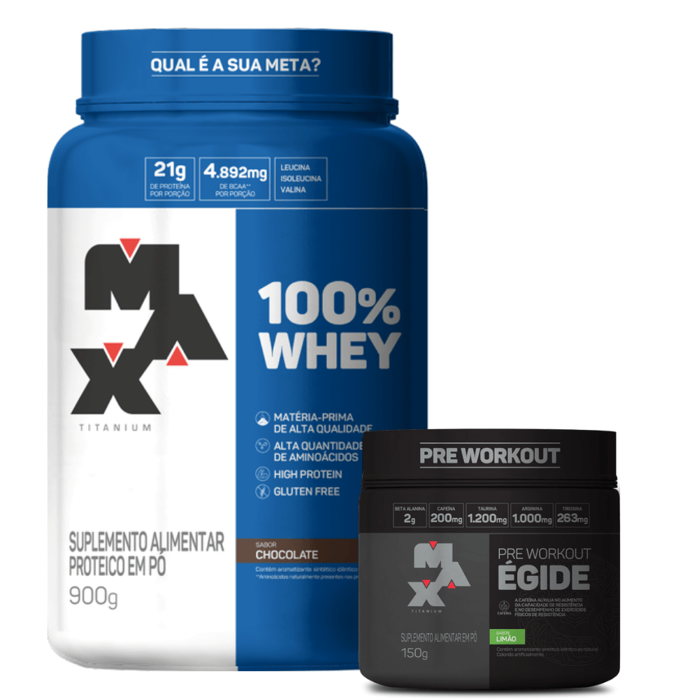 Kit Força e Disposição – 100% Whey 900g + Égide 150g 100% Whey 900g Chocolate + Égide 150g Limão