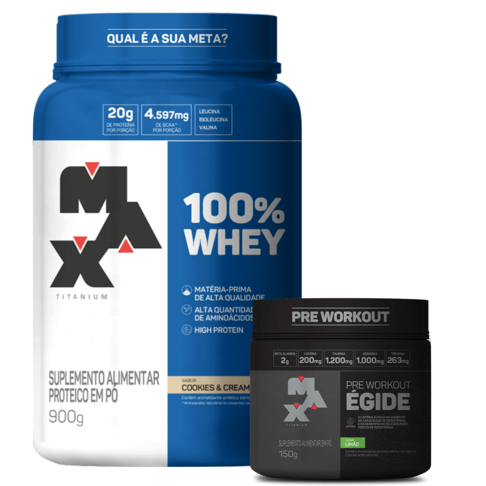Kit Força e Disposição – 100% Whey 900g + Égide 150g 100% Whey 900g Cookies + Égide 150g Limão
