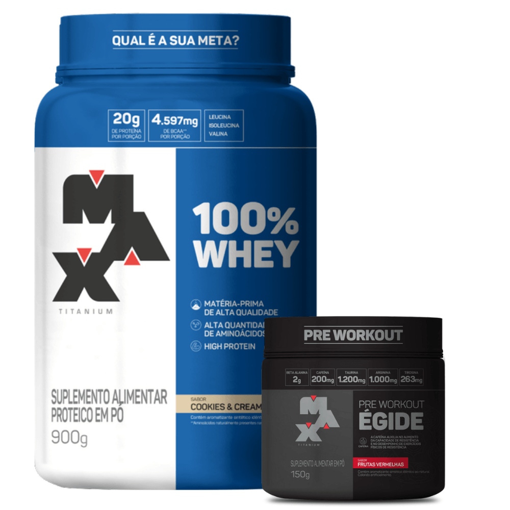 Kit Força e Disposição – 100% Whey 900g + Égide 150g 100% Whey 900g Cookies + Égide 150g Frutas Vermelhas