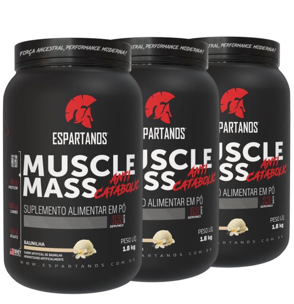 Combo 3x Muscle Mass Hipercalórico – Espartanos – Sabor: Baunilha