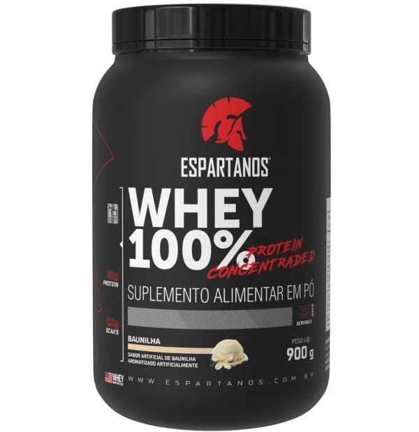 Whey Protein Concentrado 100% Pure 900g WPC 80 – Espartanos – SABOR: BAUNILHA