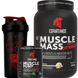 Hipercalórico Muscle Mass + Pré Treino Muscle Pump + Shaker – Sabor: Baunilha