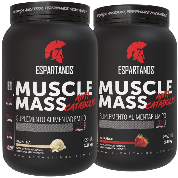 Kit 2x Muscle Mass Hipercalórico – Sabor: Baunilha + Morango