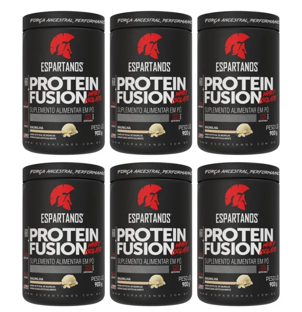 6x Protein Fusion Whey Isolate 900g – Kit Atacado Cx Fechada – Sabor: Baunilha