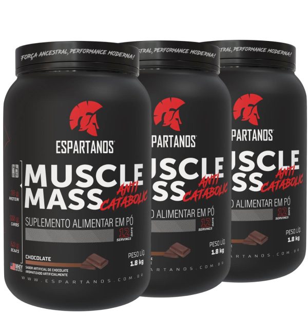 Combo 3x Muscle Mass Hipercalórico – Espartanos – Sabor: Chocolate