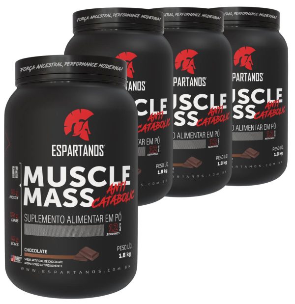 Combo 4x Muscle Mass Hipercalórico – Espartanos – Sabor: Chocolate