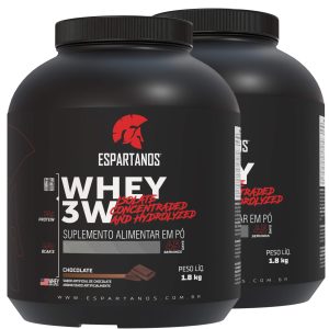 Kit 2x Whey Protein 3w 1,8kg Espartanos – Total 3,6kg – SABOR: Chocolate + Chocolate