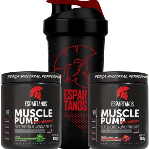 Kit 2x Pré Treino Muscle Pump 300g + Shaker – Espartanos – Sabor: Mesclado
