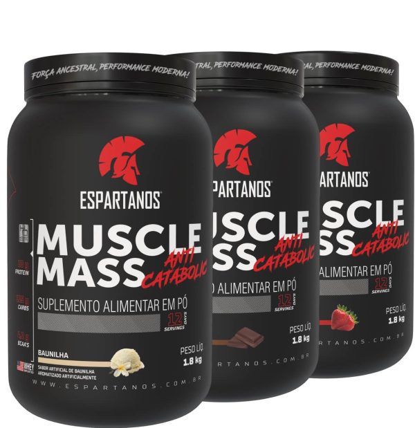 Combo 3x Muscle Mass Hipercalórico – Espartanos – Sabor: Mesclado