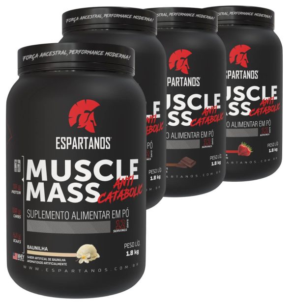 Combo 4x Muscle Mass Hipercalórico – Espartanos – Sabor: Mesclado