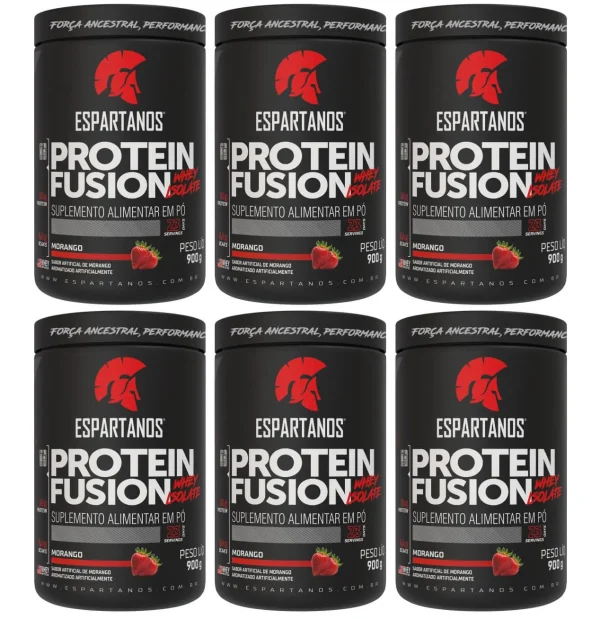 6x Protein Fusion Whey Isolate 900g – Kit Atacado Cx Fechada – Sabor: Morango