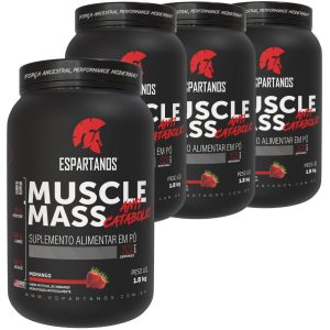 Combo 4x Muscle Mass Hipercalórico – Espartanos – Sabor: Morango