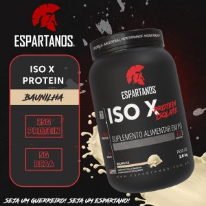 Kit Whey Protein ISO X 1800g + BCAA + Glutamina 100g + Creatina 100g + Coqueteleira – SABOR: Baunilha