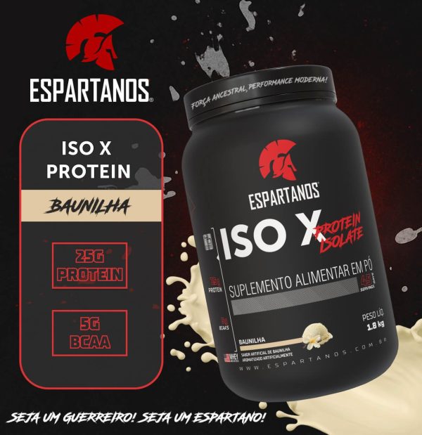 Kit Whey Protein ISO X 1800g + BCAA + Glutamina 100g + Creatina 100g + Coqueteleira – SABOR: Baunilha