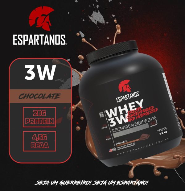 Kit Whey Protein 3w 1,8Kg + Bcaa + Creatina + Shaker – Espartanos – Sabor: Chocolate