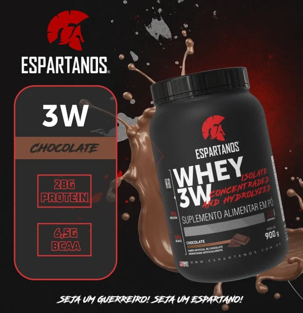 Whey Protein 3W Espartanos 900g | Peça Já e Acelere Seus Resultados – Sabor: Chocolate